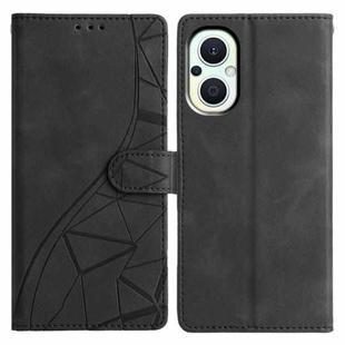 For OPPO Reno8 Lite 5G / Reno7 Z Triangles Embossed Leather Phone Case(Black)