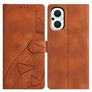 For OPPO Reno8 Lite 5G / Reno7 Z Triangles Embossed Leather Phone Case(Brown)