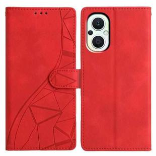 For OPPO Reno8 Lite 5G / Reno7 Z Triangles Embossed Leather Phone Case(Red)
