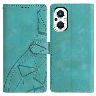 For OPPO Reno8 Lite 5G / Reno7 Z Triangles Embossed Leather Phone Case(Green)