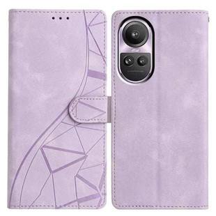 For OPPO Reno10 / Reno10 Pro Triangles Embossed Leather Phone Case(Purple)