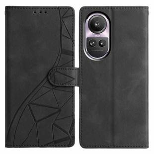 For OPPO Reno10 / Reno10 Pro Triangles Embossed Leather Phone Case(Black)