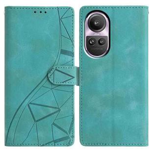 For OPPO Reno10 / Reno10 Pro Triangles Embossed Leather Phone Case(Green)