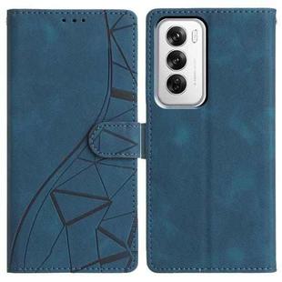 For OPPO Reno12 5G Global Triangles Embossed Leather Phone Case(Blue)