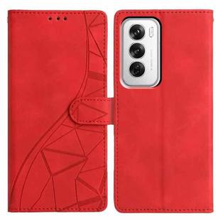 For OPPO Reno12 5G Global Triangles Embossed Leather Phone Case(Red)