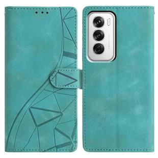 For OPPO Reno12 5G Global Triangles Embossed Leather Phone Case(Green)