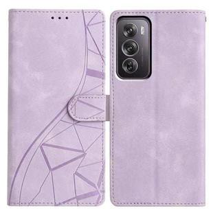 For OPPO Reno12 Pro 5G Global Triangles Embossed Leather Phone Case(Purple)