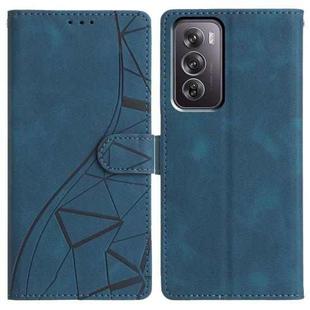 For OPPO Reno12 Pro 5G Global Triangles Embossed Leather Phone Case(Blue)