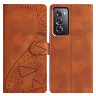 For OPPO Reno12 Pro 5G Global Triangles Embossed Leather Phone Case(Brown)