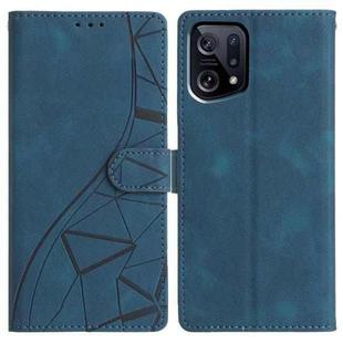 For OPPO Find X5 Triangles Embossed Leather Phone Case(Blue)