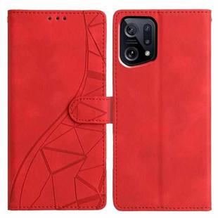 For OPPO Find X5 Triangles Embossed Leather Phone Case(Red)