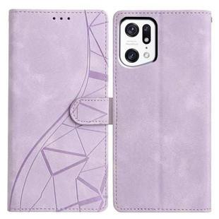 For OPPO Find X5 Pro Triangles Embossed Leather Phone Case(Purple)