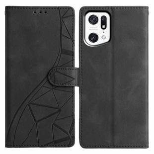 For OPPO Find X5 Pro Triangles Embossed Leather Phone Case(Black)