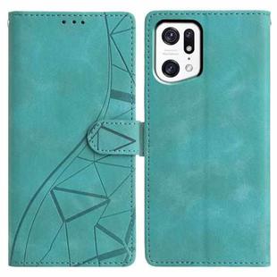 For OPPO Find X5 Pro Triangles Embossed Leather Phone Case(Green)