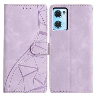 For OPPO Find X5 Lite Triangles Embossed Leather Phone Case(Purple)