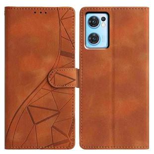 For OPPO Find X5 Lite Triangles Embossed Leather Phone Case(Brown)