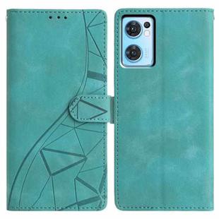 For OPPO Find X5 Lite Triangles Embossed Leather Phone Case(Green)