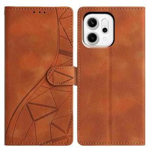 For OPPO Reno14 5G Global Triangles Embossed Leather Phone Case(Brown)