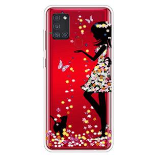 For Samsung Galaxy A21s Shockproof Painted Transparent TPU Protective Case(Girl)