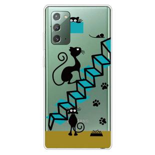 For Samsung Galaxy Note20 Shockproof Painted Transparent TPU Protective Case(Stair Cat)