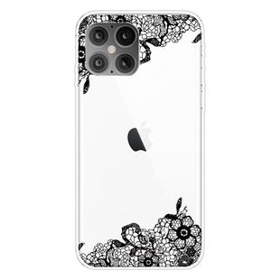 For iPhone 12 / 12 Pro Shockproof Painted Transparent TPU Protective Case(Lace Flower)