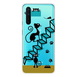 For OnePlus Nord Shockproof Painted Transparent TPU Protective Case(Stair Cat)