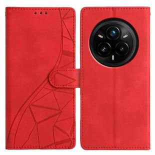For Realme 14 Pro+ 5G Triangles Embossed Leather Phone Case(Red)