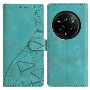 For Realme 14 Pro+ 5G Triangles Embossed Leather Phone Case(Green)