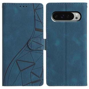 For Google Pixel 9 / 9 Pro Triangles Embossed Leather Phone Case(Blue)