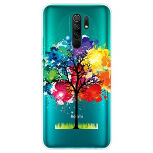 For Xiaomi Redmi 9 Coloured Drawing Pattern Highly Transparent TPU Protective Case(Oil Painting Tree)