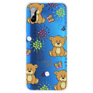 For Xiaomi Redmi 9A Coloured Drawing Pattern Highly Transparent TPU Protective Case(Little Brown Bear)