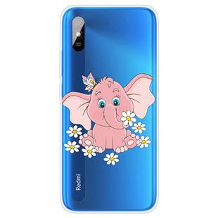 For Xiaomi Redmi 9A Coloured Drawing Pattern Highly Transparent TPU Protective Case(Little Pink Elephant)