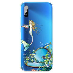 For Xiaomi Redmi 9A Coloured Drawing Pattern Highly Transparent TPU Protective Case(Mermaid)