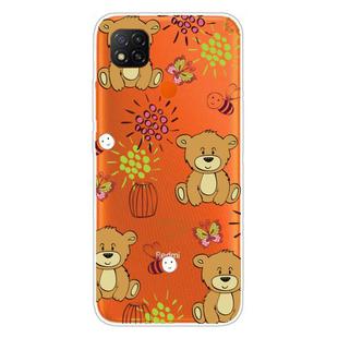 For Xiaomi Redmi 9C Coloured Drawing Pattern Highly Transparent TPU Protective Case(Little Brown Bear)