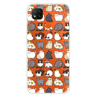 For Xiaomi Redmi 9C Coloured Drawing Pattern Highly Transparent TPU Protective Case(Mini Cat)