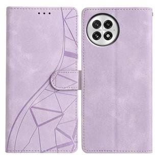 For OnePlus 13 Triangles Embossed Leather Phone Case(Purple)