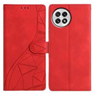 For OnePlus 13 Triangles Embossed Leather Phone Case(Red)