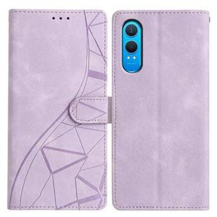 For OnePlus Nord CE4 Lite Triangles Embossed Leather Phone Case(Purple)
