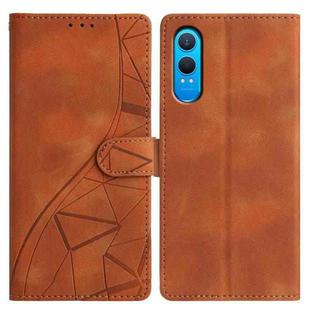 For OnePlus Nord CE4 Lite Triangles Embossed Leather Phone Case(Brown)
