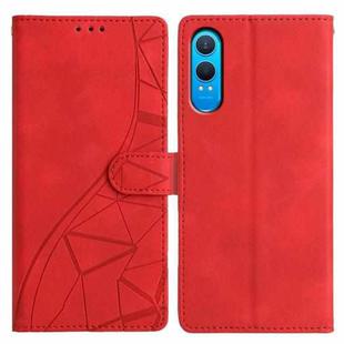 For OnePlus Nord CE4 Lite Triangles Embossed Leather Phone Case(Red)