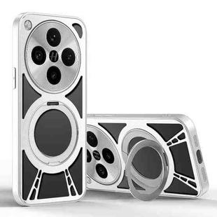 For OPPO Find X8 Cooling Hollow Metal Holder MagSafe Phone Case(Silver)