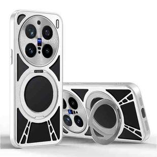 For vivo X200 Pro Cooling Hollow Metal Holder MagSafe Phone Case(Silver)