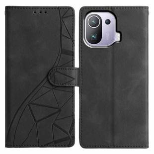 For Xiaomi 11 Pro Triangles Embossed Leather Phone Case(Black)