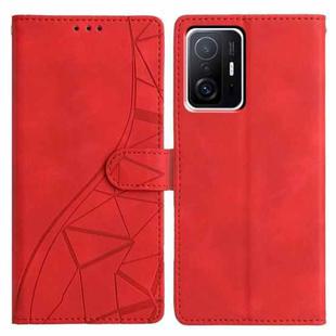 For Xiaomi 11T / 11T Pro Triangles Embossed Leather Phone Case(Red)