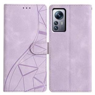 For Xiaomi 12 Pro Triangles Embossed Leather Phone Case(Purple)