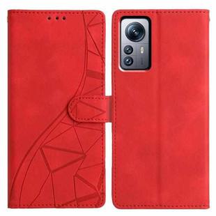 For Xiaomi 12 Pro Triangles Embossed Leather Phone Case(Red)