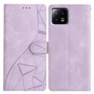 For Xiaomi 13 Triangles Embossed Leather Phone Case(Purple)