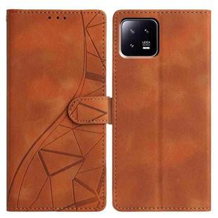 For Xiaomi 13 Triangles Embossed Leather Phone Case(Brown)
