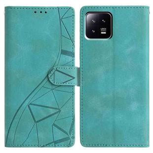 For Xiaomi 13 Triangles Embossed Leather Phone Case(Green)