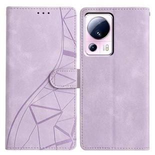 For Xiaomi 13 Lite Triangles Embossed Leather Phone Case(Purple)